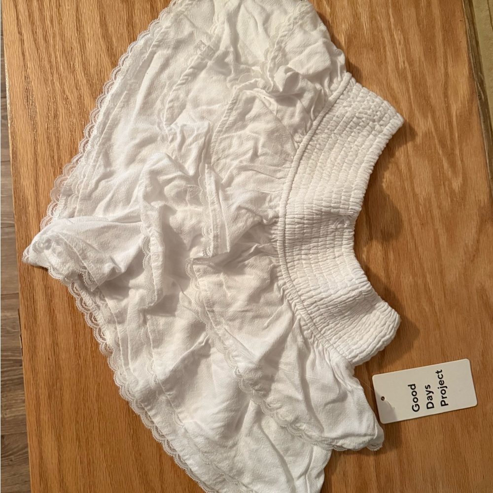 White Ruffled Shorts by Good Day Project